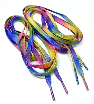 2 PAIRS NEW- RAINBOW Multicolour Laces 150cm For Festival/converse/hi Tops/DMs • £4.29