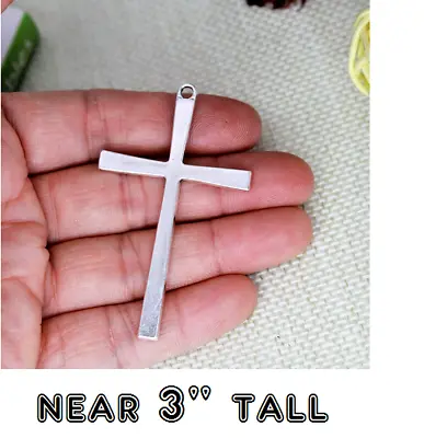 LARGE CROSS CHRISTIAN RELIGIOUS Pendant On 20  925 Sterling Silver Necklace Men • $13.97