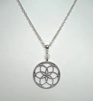 Lotus Flower Mandala Geometric Pendant 21  Chain Necklace - Yoga Meditation • $5.91