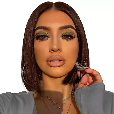 Colored Bob Wig Human Hair 13x4 HD Lace Front Bob Wig Pre Plucked With Baby Hair • $54.68
