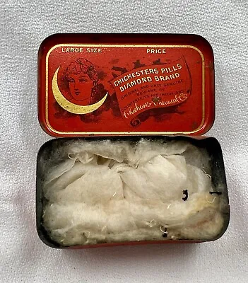 Antique Apothecary RX Medicine Chicesters Diamond Brand Pill Tin - Small 1907 • $19.49