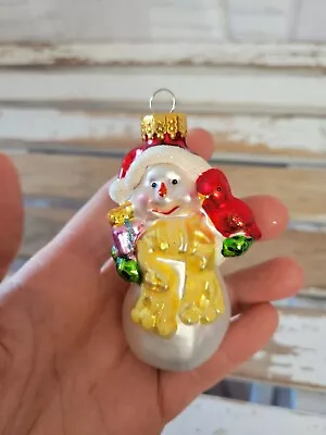 Glass Snowman Cardinal Present Ornament Xmas Tree Holiday Home Decor Vintage • $4.28