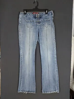 Zana Di Jeans Women 30 Retro Flare Mid Rise Light Blue Stretch Denim Fade Pants • $13.22
