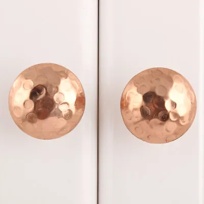 Copper Cabinet Knob | Hammered Rose Gold Metal Cupboard Door Handle Pull Style 9 • £3.95