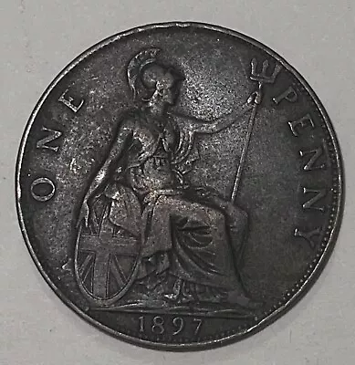 1897 Great Britain One Penny - Queen Victoria Large Coin • $7.98