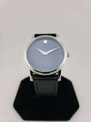 Movado Men's Blue Dial Stainless Steel Case Leather Strap Swiss Watch • $219.99