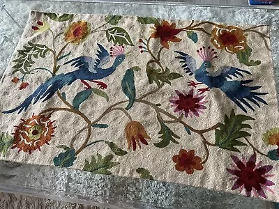 Handmade Vintage Tapestry Embroidered Rug Or Wall Hanging • $56