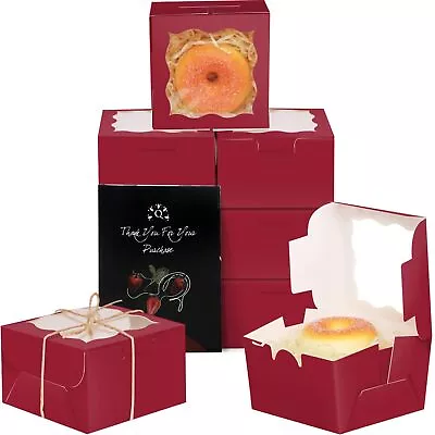 Wine Bakery Boxes With Window 55pcs 4x4x2.5 Mini Cookie Boxes Macaron Boxes S... • $30.13