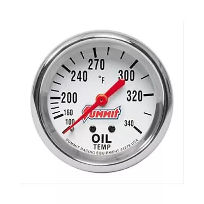 Summit Mechanical Oil Temperature Gauge 2 5/8  Dia White Face G2938 • $27.99