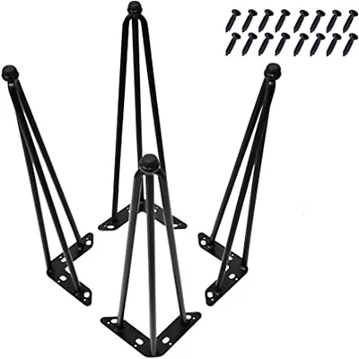 HST 6  - 30  Coffee Table Metal Hairpin Legs Solid Iron Bar Black Set Of 4 • $33.14