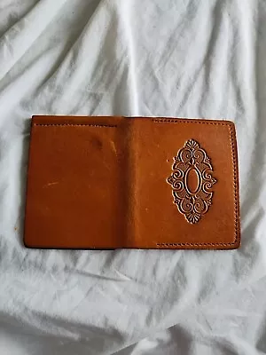 Vintage Leather Engraved Bifold Money Clip Mens Wallet • $10