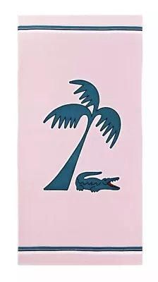 Authentic 100% Cotton Lacoste Beach Towel  Large Pink New 36x72” Iconic Logo New • £33.26