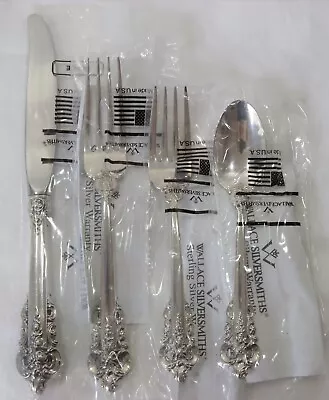 $225 • Buy Wallace Grande Baroque Sterling Flatware 4pc Place Setting NIB