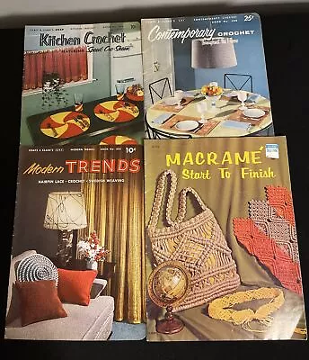 Lot Of 3 Vintage 1950’s MCM Coats & Clark’s Crochet Pattern Books & Macrame Book • $14.99