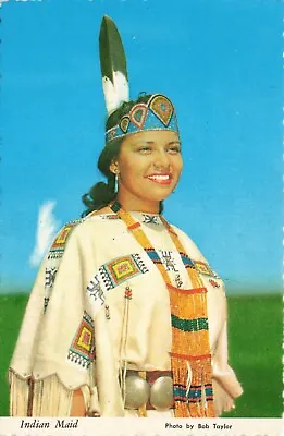 Postcard Indian Maid Native America Feather Head Dress Bob Taylor Photo AZ NM • $5.99