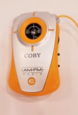 Coby Mini AM/FM Radio Orange CX-71 With Earbuds • $5