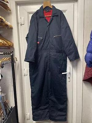 Dickies Overalls Zip Front Coverall Boilersuit Navy Blue Padded XXL • £20