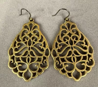 Boutique Gold Tone Moroccan Dangle Drop Hook Earrings • $10.80