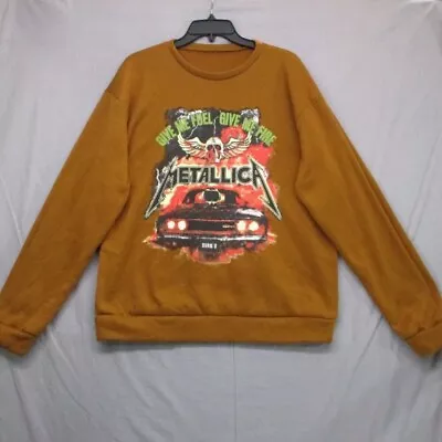 Metallica Graphic Print Crew Neck Sweater Brown Men | Size | L • $25