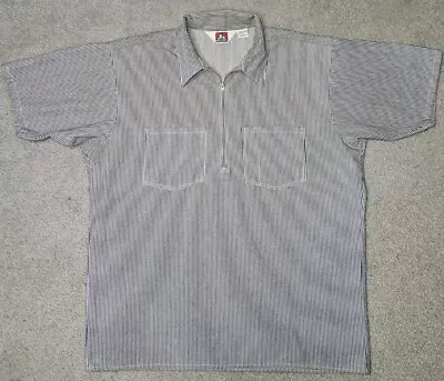 Vintage Pinstripe Ben Davis Work Shirt Large White Blue USA Stained • $44.99