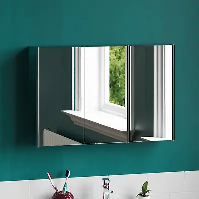 £54.99 • Buy Tiano Triple Door Wall Cabinet Stainless Steel Mirrored Vanity Bathroom Cupboard