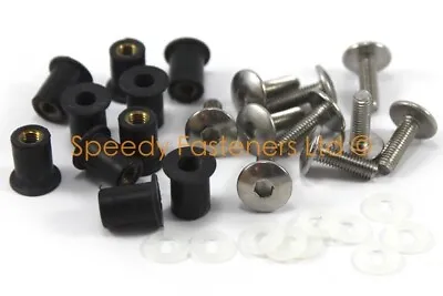 Motorcycle Belly Pan Fairing 10 Piece Wellnut & Bolt Kit Stainless Steel M5 Size • $14.91