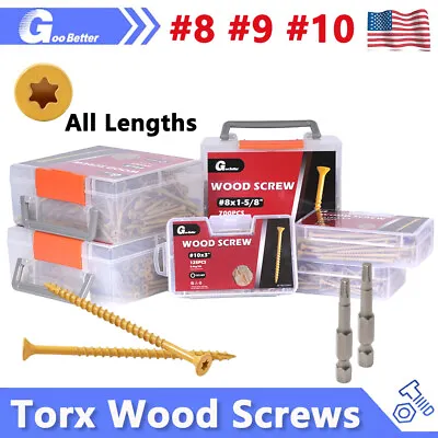 #8 #9 #10 Deck Screws T25 Torx Self Tapping Wood Screws Countersunk For Exterior • $16.90