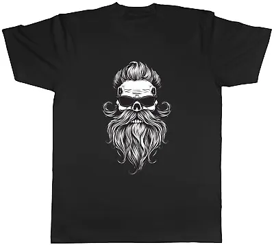 Biker Bearded Skull Mens T-Shirt Gothic Hipster Beard Unisex Tee Gift • £8.99
