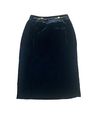 Celine  Vintage Black Velvet Corduroy Skirt  Size 42 Fits 36 • $150