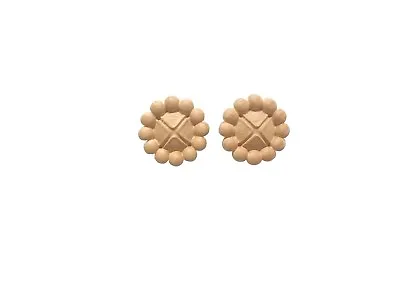 Lot Of - 2 Solid Hardwood Round Rosette / Applique  • $8.90