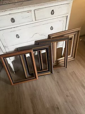 Vintage LOT Of 4 Deep Well THICK Wood Picture Frames Gallery Wall Antique Set • $100
