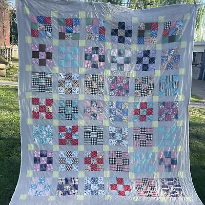 Vintage Nine Patch Pattern Quilt • $59.99