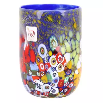 GlassOfVenice Murano Drinking Glass - Blue Millefiori • $129.95