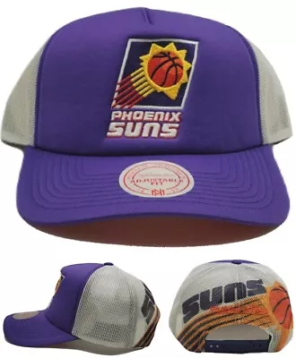 Phoenix Suns New Mitchell & Ness Mesh Trucker Purple Orange Era Snapback Hat Cap • $26.69