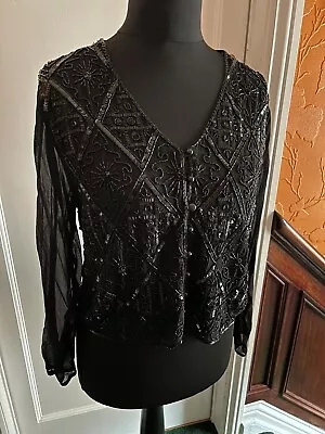 Vintage Charlotte Halton Beaded Mesh Cardigan S/m • £5