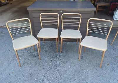 Vintage Hamilton COSCO Gatefold Gold Model 60 Folding Chairs ~ Set Of 4 • $289.99