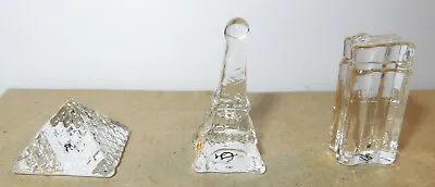 Monuments De Paris Tour Eiffel Pyramid Louvre Castle Vincennes 3 Figurines Glass • $10.80