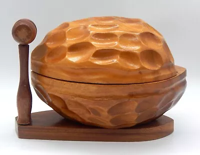 $80 • Buy Vintage Nut Cracker Set Kiln Dried Monkey Pod Wooden Walnut Shaped Bowl