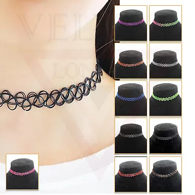 £2.89 • Buy Retro Style Tattoo Necklace Stretch Elastic Choker Classic Stretch For Girls UK