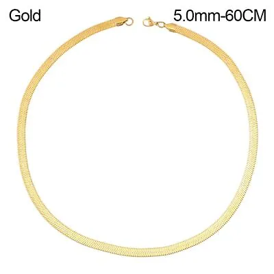 £3.24 • Buy Herringbone Necklace Snake Link Chain Flat Snake Chain Gold/Silver Plated