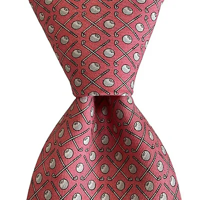 VINEYARD VINES Martha's Men's Silk Skinny Necktie Designer GOLFING Pink/Gray EUC • $34.99