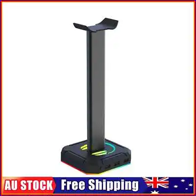 $39.39 • Buy RGB Headset Stand With 3 USB 2.0 Ports Gaming PC Headphone Holder (Black)