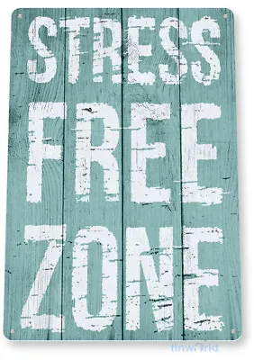 $9.75 • Buy Stress Free Zone Beach House Cottage Rustic Beach Sign C053