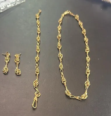 9ct Yellow Gold Jewellery Set 25g Earrings Necklace And Bracelet 375 • £695