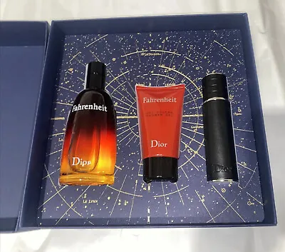 Dior Fahrenheit Gift Set 100ml EDT Spray 10ml Travel Spray & 50ml Shower Gel • £95
