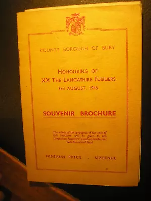 Lancashire Fusiliers Bury 1946 British Army Military History Regiment RRF • £10