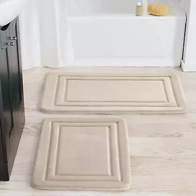 2 Piece Beige Memory Foam Bath Rug Set Available In Multiple Colors • $16.97