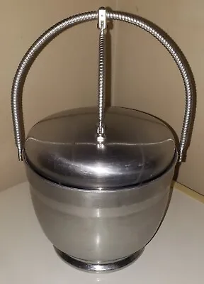 Vintage Retro Ice Bucket With Swing Lid Hinged Double Walled Aluminum • $13.99