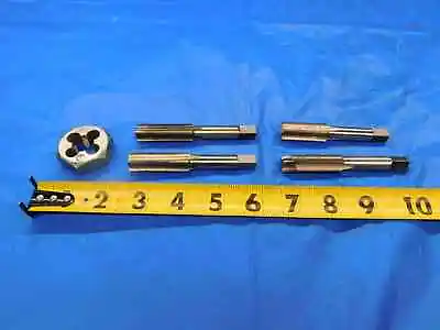 5 Pc. Lot Of 9/16 18 Gh3 Hss Plug Tap + Hex Die 3 & 4 Straight Flute .5625 Cnc • $59.99