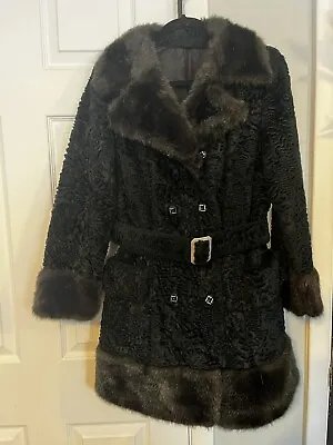 Vintage Persian Faux Lamb Jacket With Faux Mink Trim- Size- Small • $50